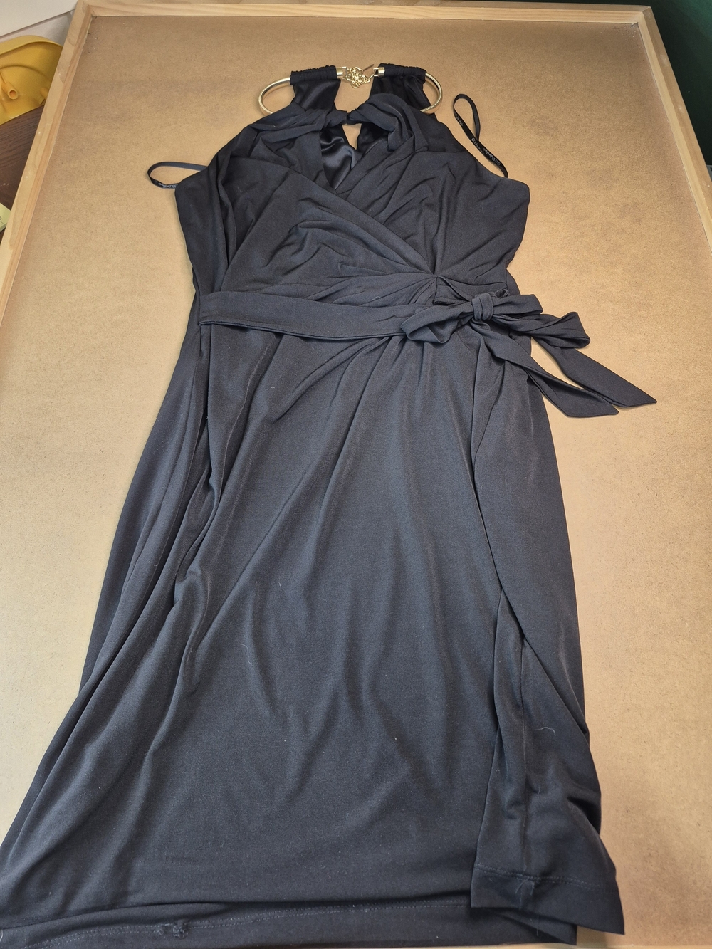 Guess Black Midi Dress with Halter Ring Detail